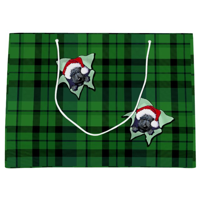 Christmas Scottie BLAST Karierte Geschenktasche Große Geschenktüte (Vorderseite)