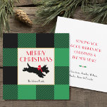 Christmas Scottie Dog Buffalo Kariert Green Flat Mitteilungskarte<br><div class="desc">Vintage Weihnachtsnotecard mit festlicher,  skurriler Hundeschrift und einem Karierten Buffalo-Karo-Muster in grün und schwarz. Der Text auf der Vorder- und Rückseite kann individuell angepasst werden.</div>