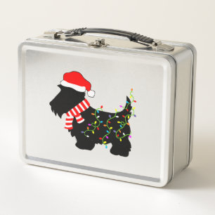 Christmas Scottie Dog mit Licht Metall Brotdose