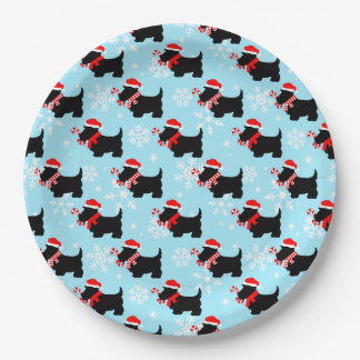 Christmas Scottie Dogs Pattern Pappteller