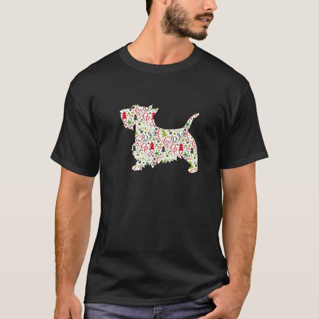 Christmas Scottie Scottish Terrier Dog Wrapping Pa T-Shirt (Vorderseite)