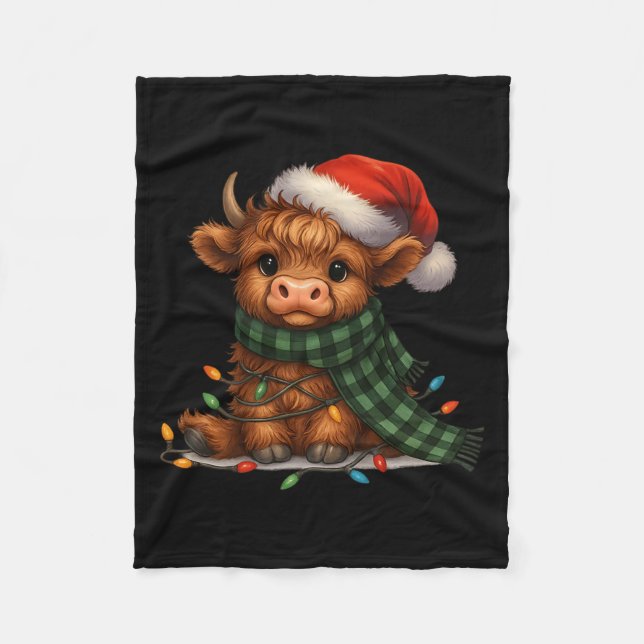 Christmas Scottish Highland Cow Santa Xmas Farm An Fleecedecke (Vorderseite)
