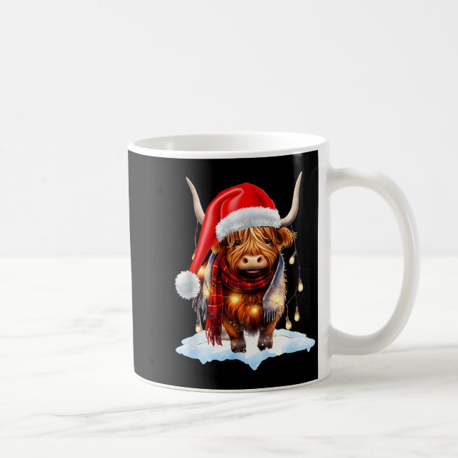 Christmas Scottish Highland Cow Wrapped In Christm Kaffeetasse (Rechts)