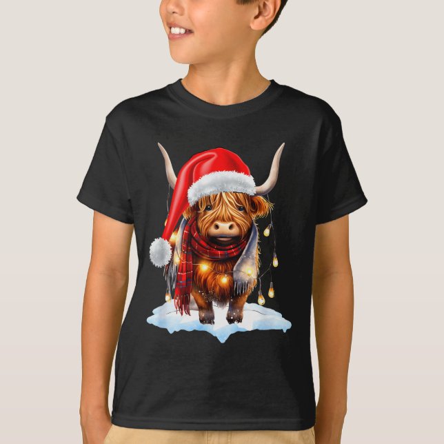 Christmas Scottish Highland Cow Wrapped In Christm T-Shirt (Vorderseite)