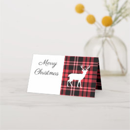 Christmas Scottish Red Tartan Kariert Pattern Stag Platzkarte