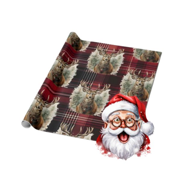 Christmas Scottish Tartan dunkelrot Reindeer Geschenkpapier (Scottish Reindeer Christmas Paper)