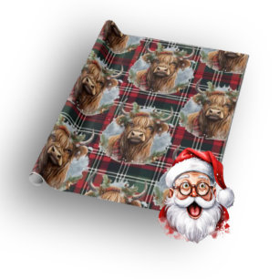 Christmas Scottish Tartan Green Red Highlander Geschenkpapier