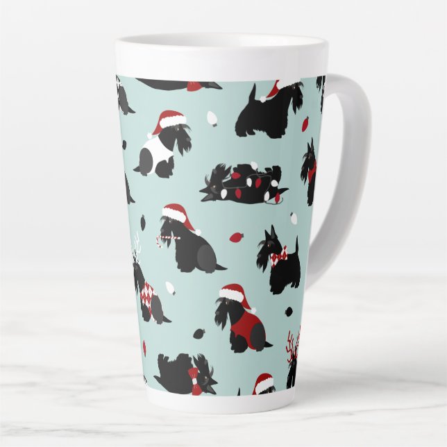 Christmas Scottish Terrier Blue Milchtasse (Rechte Ecke)
