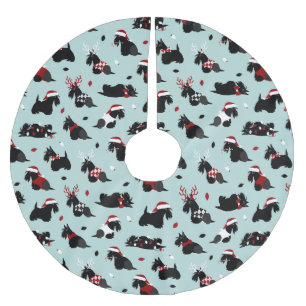 Christmas Scottish Terrier Blue Polyester Weihnachtsbaumdecke