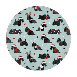 Christmas Scottish Terrier Blue Schneidebrett
