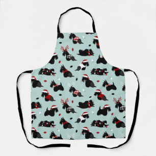 Christmas Scottish Terrier Blue Schürze
