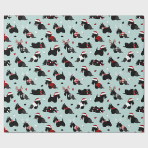 Christmas Scottish Terrier Blue Wrapping Paper Geschenkpapier
