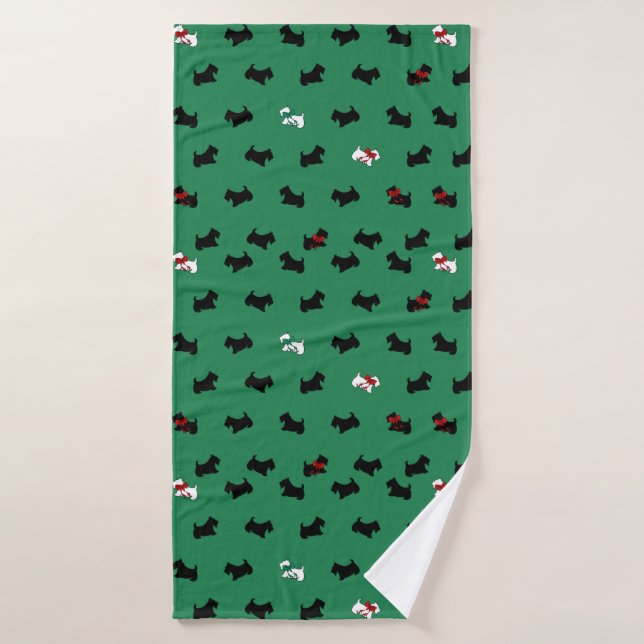 Christmas Scottish Terrier Large Bath Towel Badehandtuch (Badehandtuch)