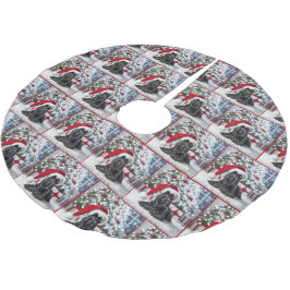 Christmas Scottish Terrier mit Weihnachtsmannmütze Polyester Weihnachtsbaumdecke