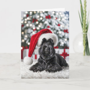 Christmas Scottish Terrier On Fur Karte