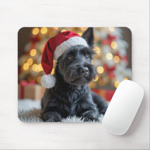 Christmas Scottish Terrier On Fur Mousepad