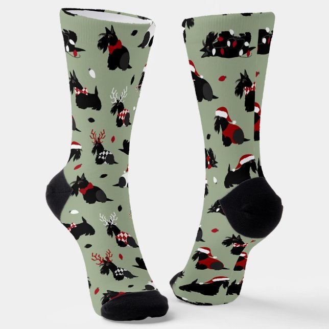 Christmas Scottish Terrier Socken (Gewinkelt)