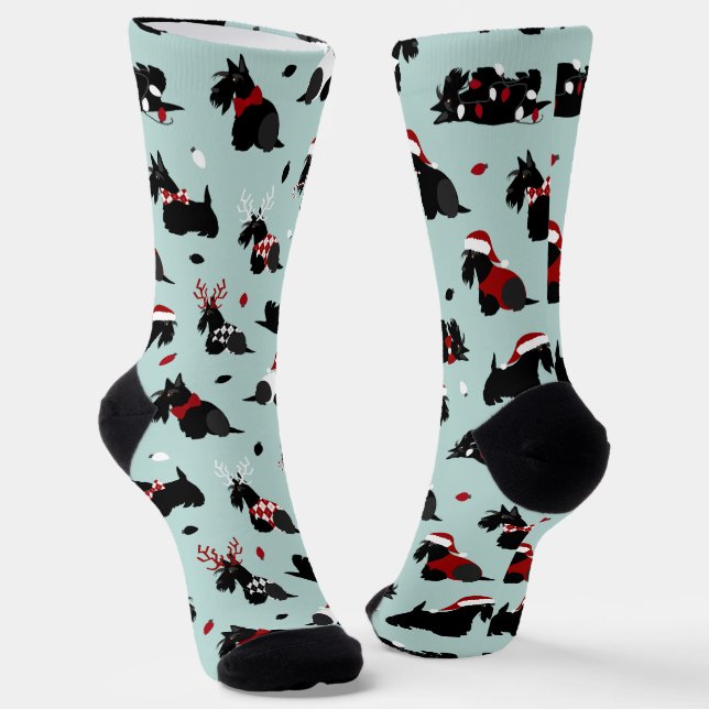 Christmas Scottish Terrier Socks Socken (Gewinkelt)