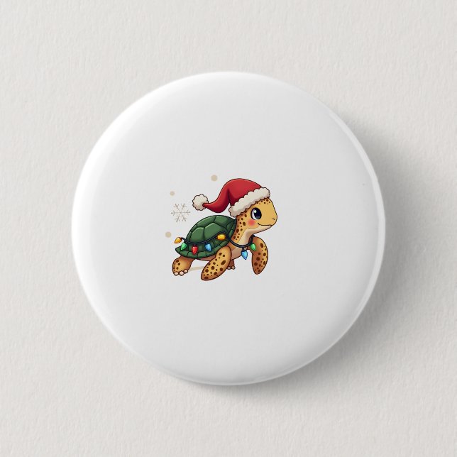 Christmas Sea Turtle Santa Xmas Men Women Boys Gir Button (Vorderseite)
