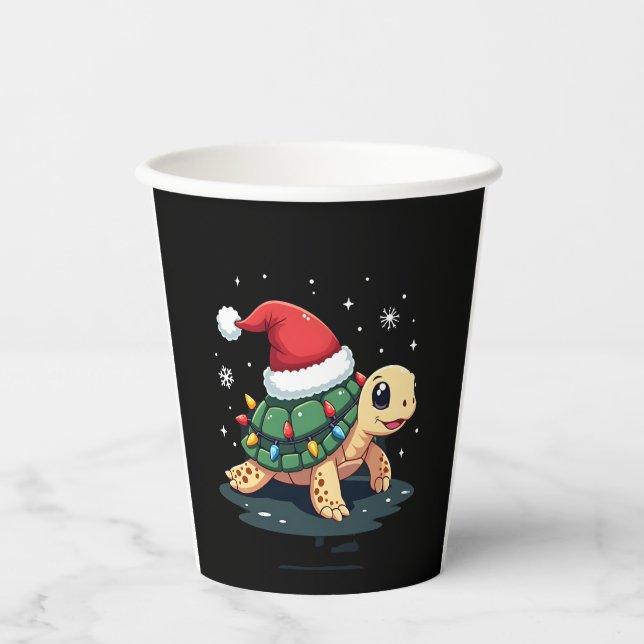 Christmas Sea Turtle Santa Xmas Men Women Boys Gir Pappbecher (Vorderseite)
