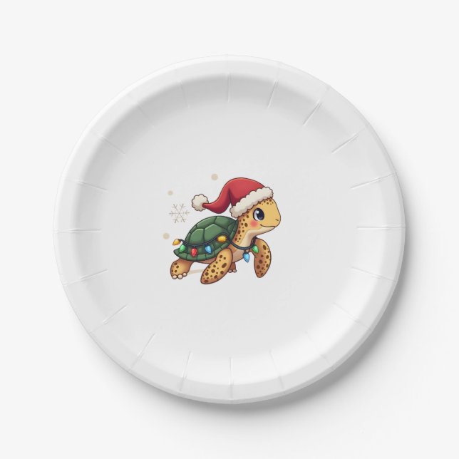 Christmas Sea Turtle Santa Xmas Men Women Boys Gir Pappteller (Vorderseite)