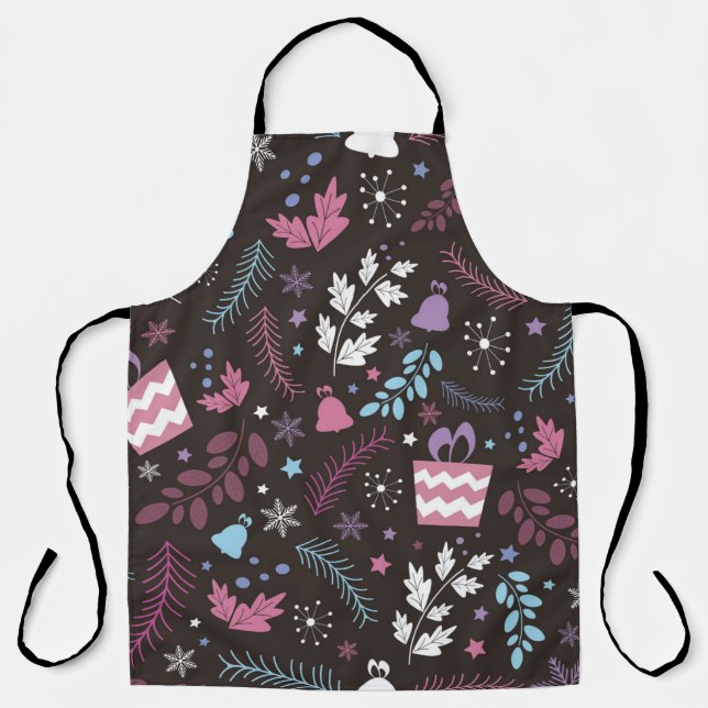 Christmas seamless pattern with tree,  snow,  gift schürze (Vorderseite)