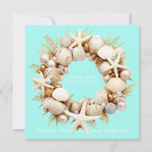 Christmas Seashells Starfish Pearls Blubbles Feiertagskarte