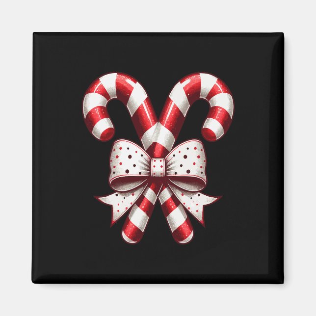 Christmas Season Cute Candy Cane Retro Coquette Bo Magnet (Vorne)