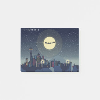 Christmas Seattle Skyline Post-it Klebezettel