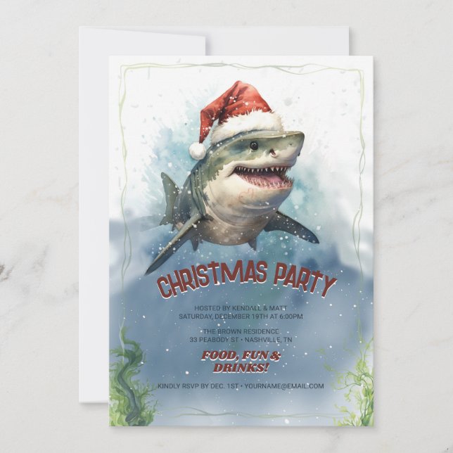 Christmas Shark Einladung (Vorderseite)