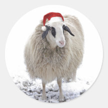 CHRISTMAS SHEEP UMSCHLAG AUFKLEBER ROUND STICKER