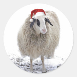 CHRISTMAS SHEEP UMSCHLAG AUFKLEBER ROUND STICKER