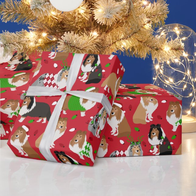 Christmas Sheltie Shetland Sheepdog Geschenkpapier (Feiertage)