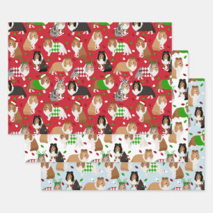 Christmas Sheltie Shetland Sheepdog Geschenkpapier Set