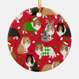 Christmas Sheltie Shetland Sheepdog Keramik Ornament