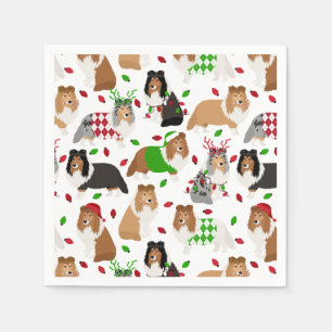 Christmas Sheltie Shetland Sheepdog Napkins Serviette