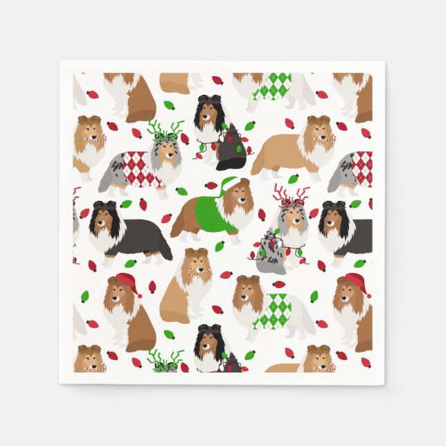 Christmas Sheltie Shetland Sheepdog Napkins Serviette (Vorderseite)