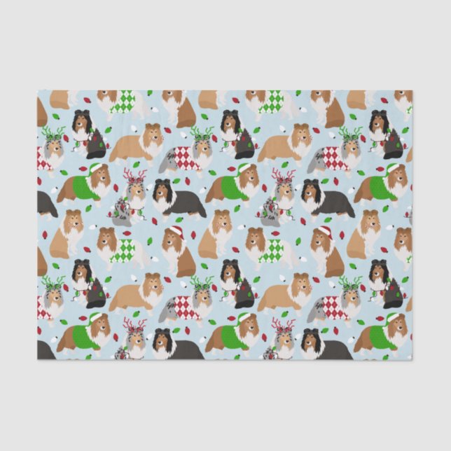 Christmas Sheltie Shetland Sheepdog Tissue Paper Seidenpapier (Vorderseite)