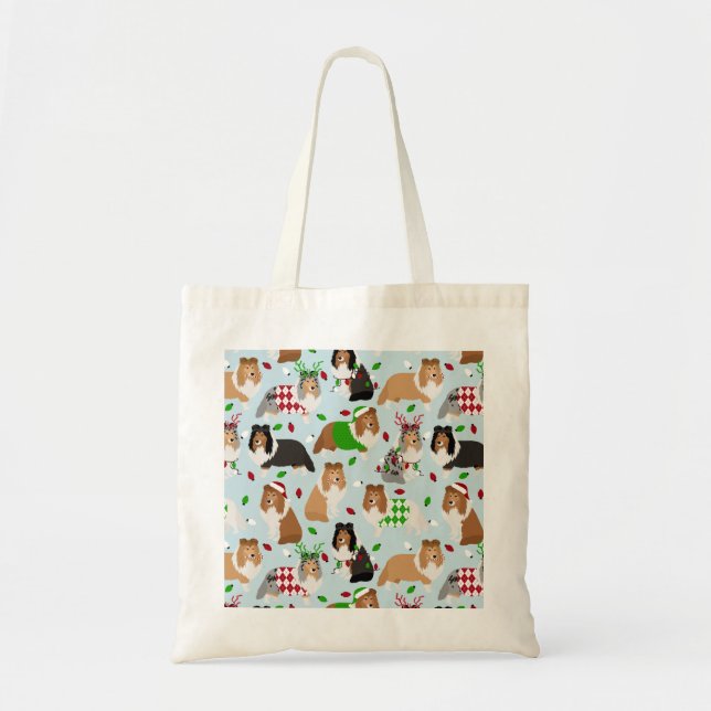 Christmas Sheltie Shetland Sheepdog Tote Bag Tragetasche (Vorne)