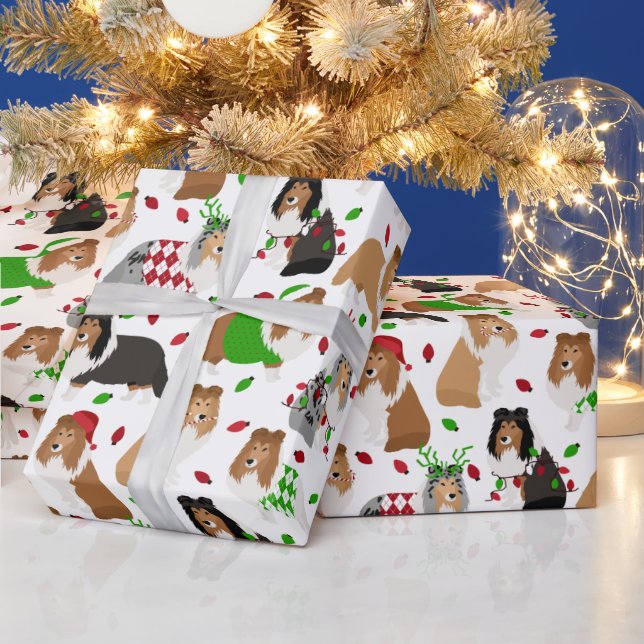 Christmas Sheltie Shetland Sheepdog Wrapping Paper Geschenkpapier (Feiertage)