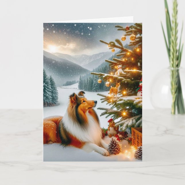 Christmas Shetland Sheepdog Holiday  Card Karte (Vorderseite)