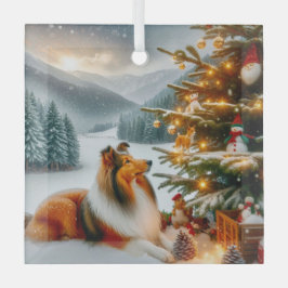 Christmas Shetland Sheepdog Holiday Ornament Aus Glas
