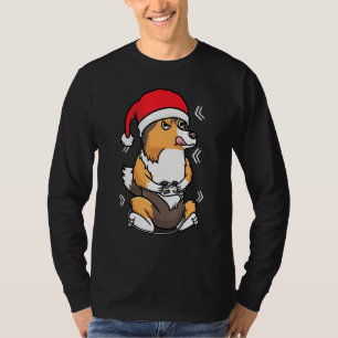 Christmas Shetland Sheepdog Sheltie Dog Gamer Vide T-Shirt
