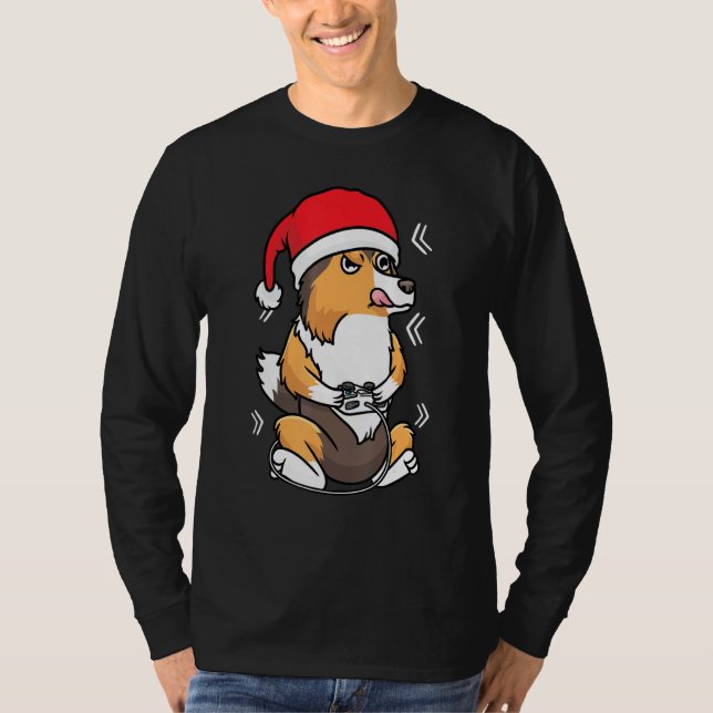 Christmas Shetland Sheepdog Sheltie Dog Gamer Vide T-Shirt (Vorderseite)