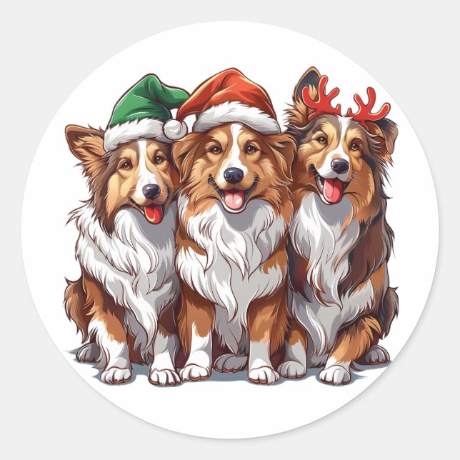 Christmas Shetland Sheepdogs Runder Aufkleber (Vorderseite)