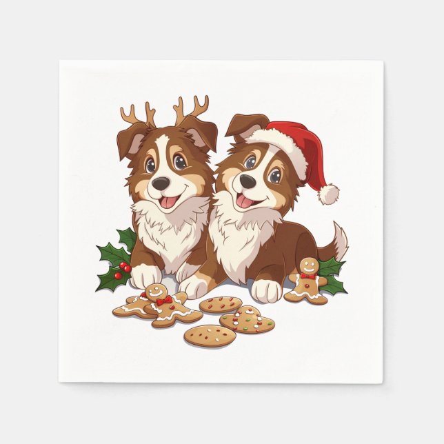 Christmas Shetland Sheepdogs Serviette (Vorderseite)