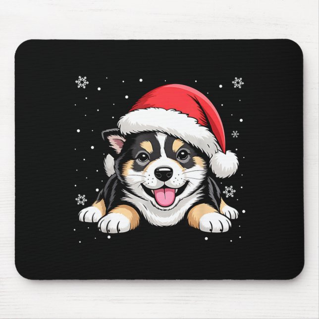 Christmas Shiba Inu Dog Wearing Santa Hat Pet Anim Mousepad (Vorne)