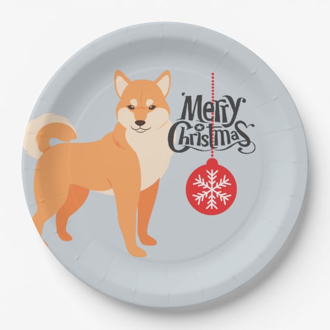 Christmas Shiba Inu Pappteller (Vorderseite)