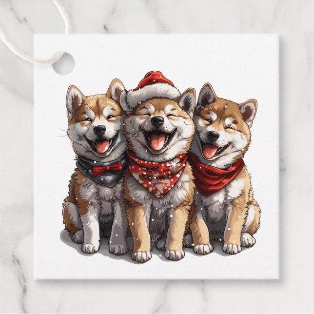 Christmas Shiba Inu Santa Dogs Geschenkanhänger (Vorderseite)