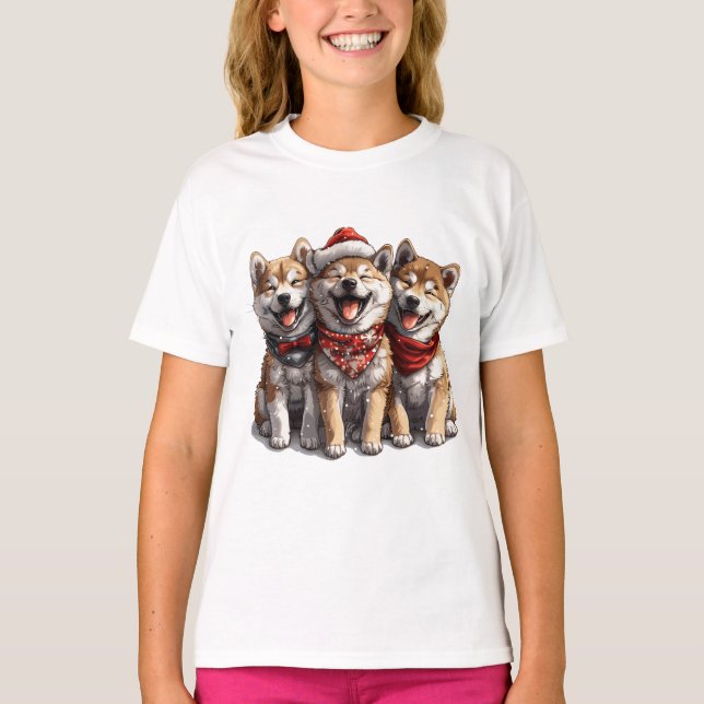 Christmas Shiba Inu Santa Dogs T-Shirt (Vorderseite)